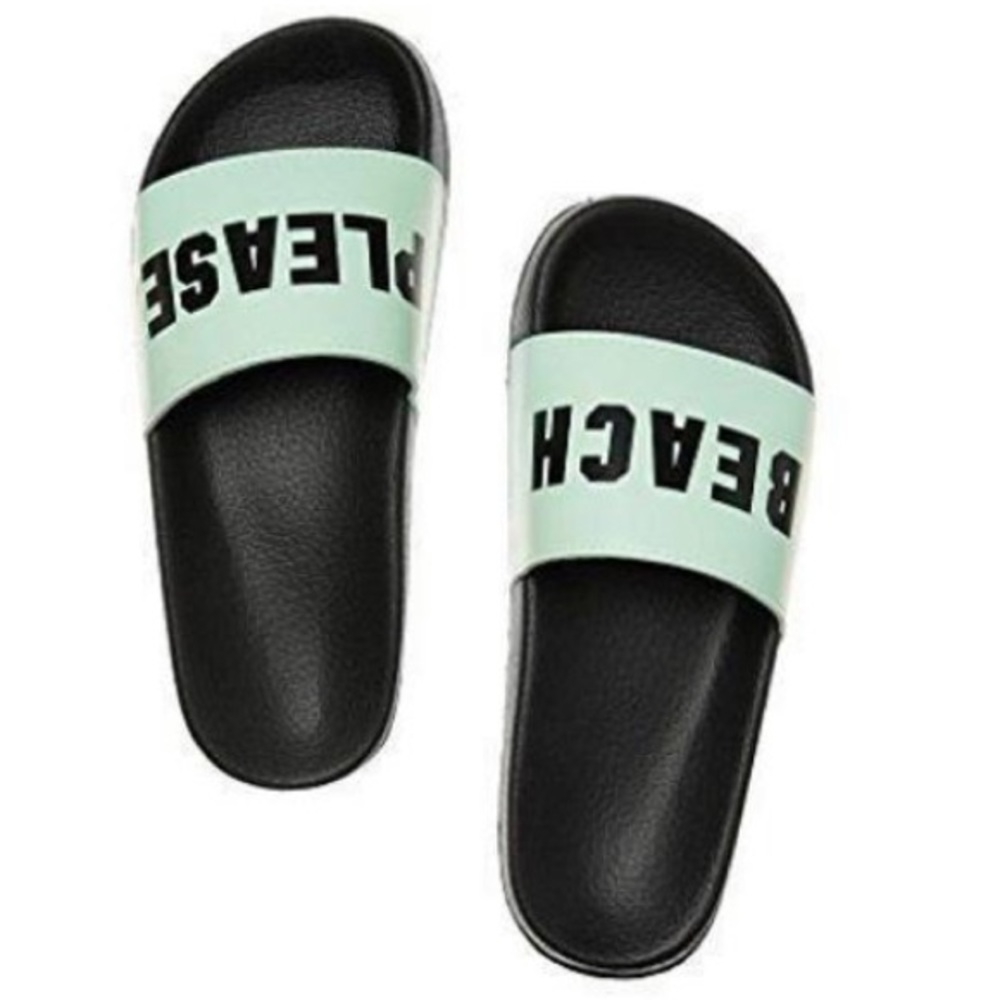 PINK SLIDES Flip Flops/Slippers "BEACH PLEASE" NEW